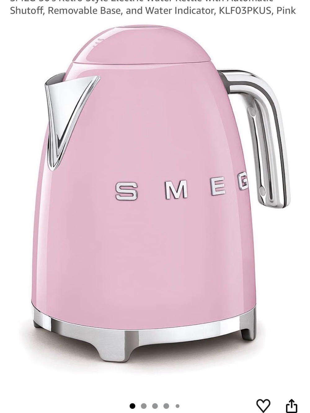 SMEG Pink Retro Electric Kettle - Pink Finish